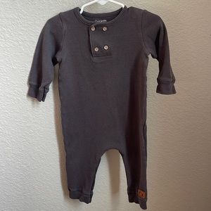 Mac and Moon Cotton Waffle Knit Long Sleeve Romper